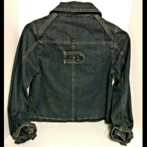 No Boundaries Jacket Moto Blue Jean Denim Jrs Sz Small 3 / 5 VG - Picture 3 of 8